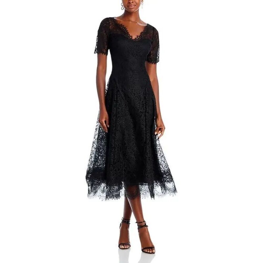 RICKIE FREEMAN FOR TERI JON Lace Midi Dress US 16 $860
